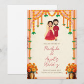 インドの結婚式の招待状 & ヒンドゥー教の結婚式の招待状 招待状 (正面/裏面)