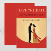 インドの結婚式の招待状（Save The Date カード） セーブザデート (正面/裏面)