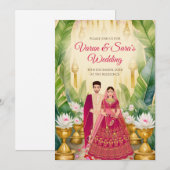インドの結婚式カード デジタルヒンズー教の結婚式の招待状 招待状 (正面/裏面)