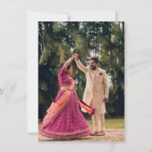 インドの結婚式グリーンロータスフラワーSave the Date (裏面)