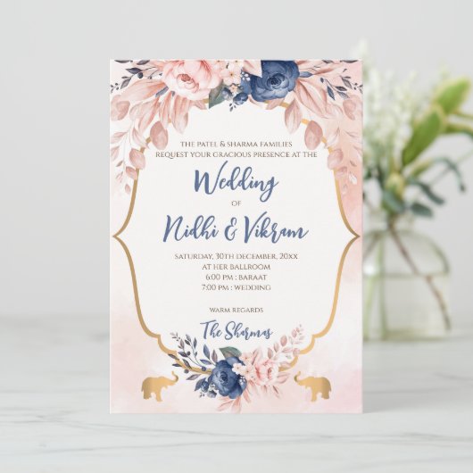 インドの結婚式招待状 & ヒンズー教の結婚式カード 招待状 (スタンド正面)