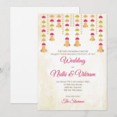 インドの結婚式招待状 & ヒンズー教の結婚式カード 招待状 (正面/裏面)