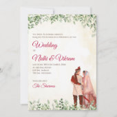 インドの結婚式招待状 & ヒンズー教の結婚式カード 招待状 (正面)