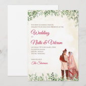 インドの結婚式招待状 & ヒンズー教の結婚式カード 招待状 (正面/裏面)