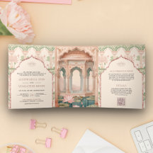 インドの結婚式蓮の庭のピンクとミントグリーンのほのかな赤み