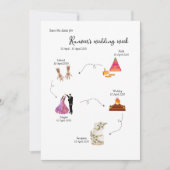 インドの結婚式週間 Save the date テンプレート (正面)