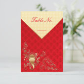 インドの結婚式 - テーブルナンバーカード 招待状 (スタンド正面)