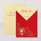 インドの結婚式 - テーブルナンバーカード 招待状 (正面/裏面)