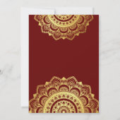インドの結婚式 マロンとゴールドでおめでとう 招待状 (裏面)