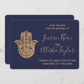 インドの結婚式　保存日付　ゴールドハムサ　ヘンナ セーブザデート (正面/裏面)