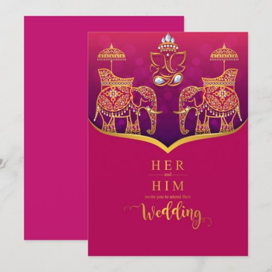 インドの結婚式 招待状 (正面/裏面)