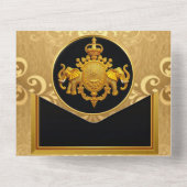 インドの結婚式 黒金 ダマスク エレファント 豪華 オールインワン招待状 (裏面)