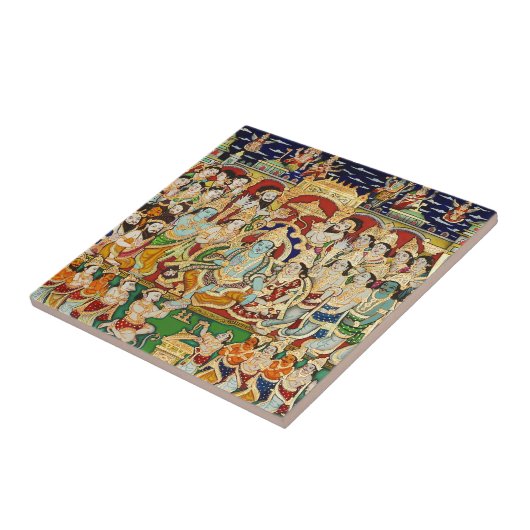 インドの絵を描くSRI RAMA DURBAR タイル (側面)