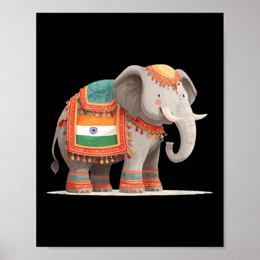 インドの色と動物のためのかわいい象のコスチューム ポスター (正面)