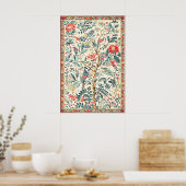 インドの花卉芸術プリント植物鳥 ポスター (キッチン)