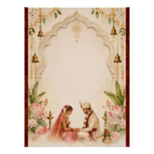 インドの花嫁と花婿の結婚ポスター