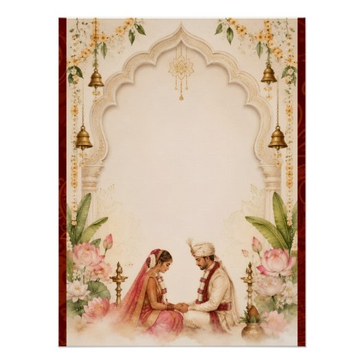 インドの花嫁と花婿の結婚ポスター ポスター (正面)