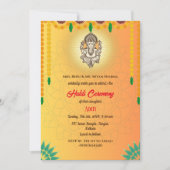 インドの花嫁ハルディセレモニー ヒンズー教カップル ガネーシャ 招待状 (正面)
