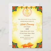 インドの花嫁ハルディセレモニー ヒンズー教カップル ガネーシャ 招待状 (正面)