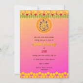 インドの花嫁ハルディセレモニー ヒンドゥーカップル フラワー 招待状 (正面)