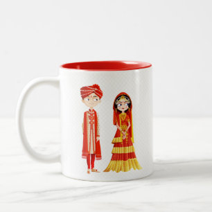 インドの花嫁及び新郎のコーヒー・マグ ツートーンマグカップ