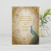 インドの花嫁 ハルディセレモニー 孔雀 フラワー 招待状 (スタンド正面)