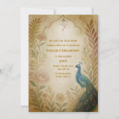 インドの花嫁 ハルディ式 ピーコック フラワー 招待状 (正面)
