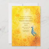 インドの花嫁 ハルディ式 ピーコック フラワー 招待状 (正面)