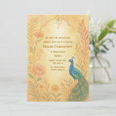 インドの花嫁 ハルディ式 ピーコック フラワー 招待状 (スタンド正面)