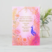 インドの花嫁 ハルディ式 ピーコック フラワー 招待状 (スタンド正面)