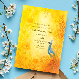 インドの花嫁 ハルディ式 ピーコック フラワー 招待状