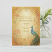 インドの花嫁 ハルディ式 ピーコック フラワー 招待状 (スタンド正面)