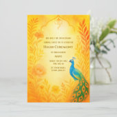 インドの花嫁 ハルディ セレモニー 孔雀 フローラル 招待状 (スタンド正面)