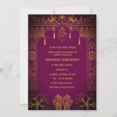 インドの花嫁 メヘンディ セレモニー ゴールデン エレメンツ 招待状 (正面)