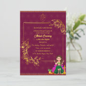 インドの花嫁 メヘンディ セレモニー ゴールデン エレメント ガネーシャ 招待状 (スタンド正面)