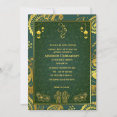 インドの花嫁 メヘンディ セレモニー ゴールデン デザイン 招待状 (正面)