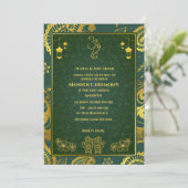 インドの花嫁 メヘンディ セレモニー ゴールデン デザイン 招待状 (スタンド正面)