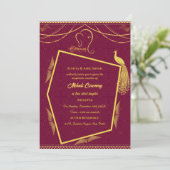 インドの花嫁 メヘンディ セレモニー ペアック デザイン 招待状 (スタンド正面)