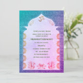 インドの花嫁 メヘンディ セレモニー ペアック デザイン 招待状 (スタンド正面)