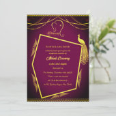 インドの花嫁 メヘンディ セレモニー ペアック デザイン 招待状 (スタンド正面)