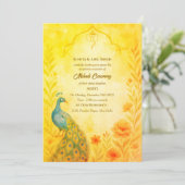 インドの花嫁 メヘンディ セレモニー ペアック フローラル 招待状 (スタンド正面)