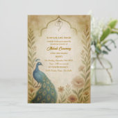 インドの花嫁 メヘンディ セレモニー ペアック フローラル 招待状 (スタンド正面)