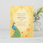 インドの花嫁 メヘンディ セレモニー ペアック フローラル 招待状 (スタンド正面)