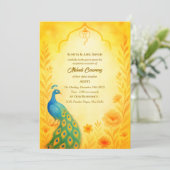 インドの花嫁 メヘンディ セレモニー 孔雀 フラワー 招待状 (スタンド正面)