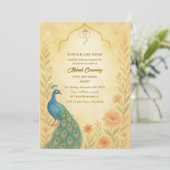 インドの花嫁 メヘンディ セレモニー 孔雀 フラワー 招待状 (スタンド正面)