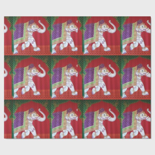 インドの芸術象の赤いおよび緑のギフトのラッパー ラッピングペーパー (シーム)