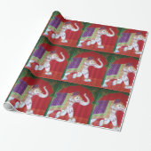 インドの芸術象の赤いおよび緑のギフトのラッパー ラッピングペーパー (アンロールド)