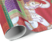 インドの芸術象の赤いおよび緑のギフトのラッパー ラッピングペーパー (ロールコーナー)
