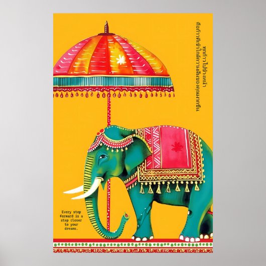 インドの象のアートプリント ラジャスタン文化 ポスター (正面)