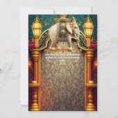 インドの象 ワインレッド ゴールドのランタン 豪華 招待状 (裏面)